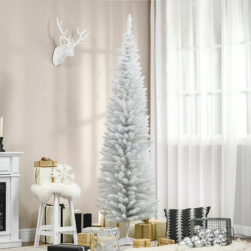 Arbre de Noël artificiel, arbre de Noël mince avec embouts de branches réalistes et support en plastique, H 7 po