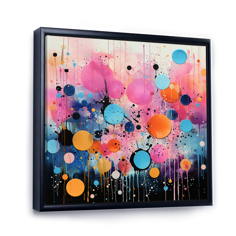 " Neon Assemblage I ", 36" H x 36" W x 1.5" D, Black Floater Framed