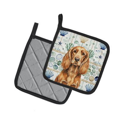 Paire de poignées en verre Sussex Spaniel