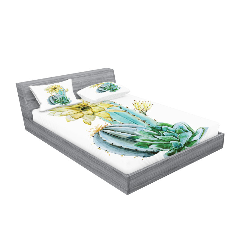 Drap-housse et coussin décoratif Ambesonne, bleu et blanc, Ensemble de draps pour très grand lit californien