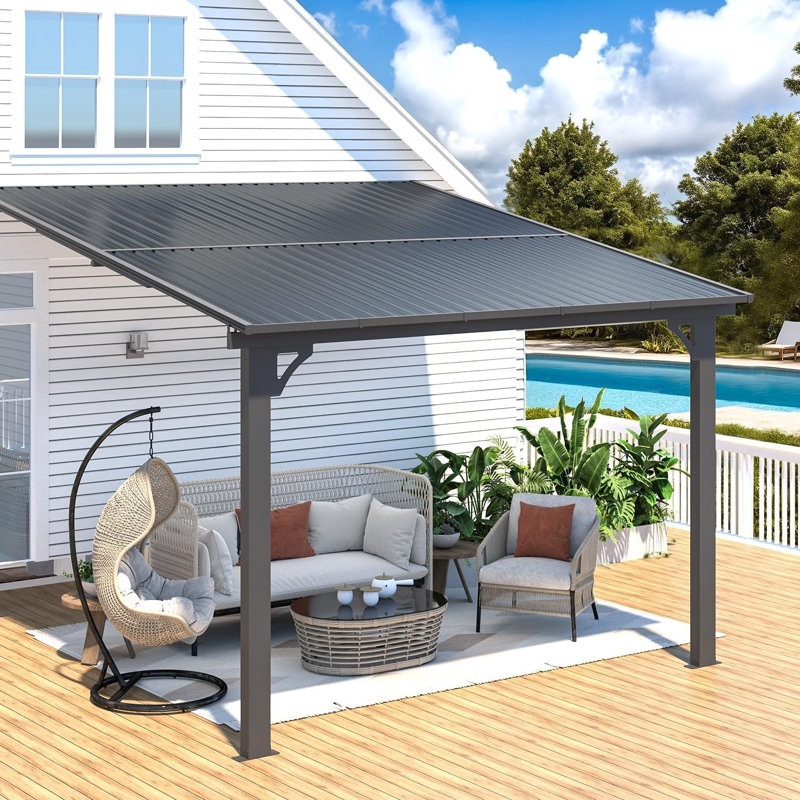 Pergola d'extérieur à hauteur ajustable pour terrasse, H 76 po x l 118,5 po x P 119,3 po