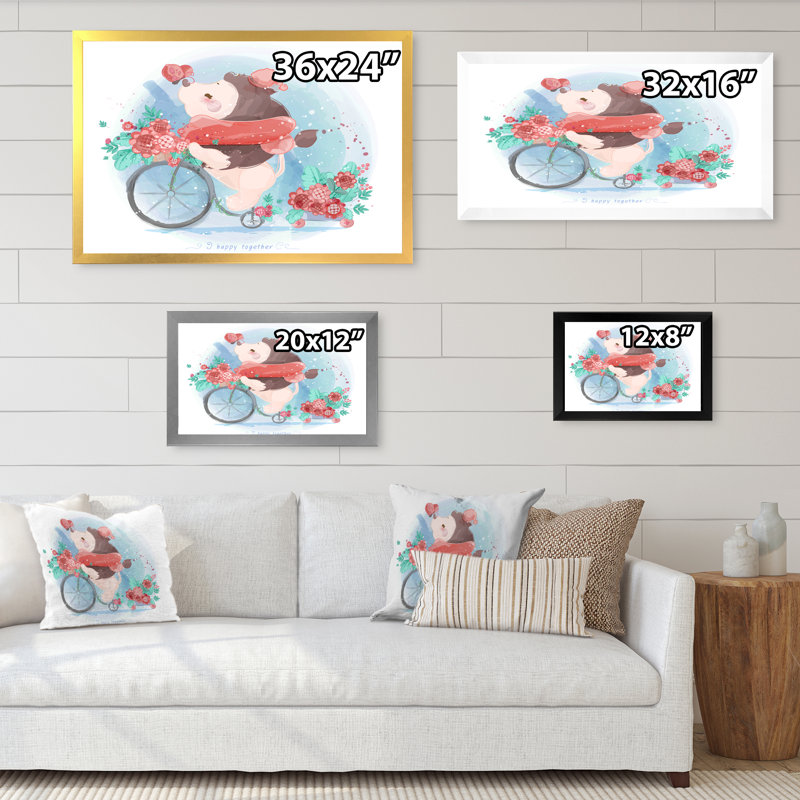 «Cute Parade Doodle Animal», reproduction sur toile, Cadre noir, H 8 po x l 12 po x P 1 po