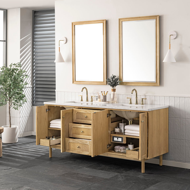 Laurent 72'' W Double Vanity, 8" Widespread, Light Natural Oak, Tajnar Eclos