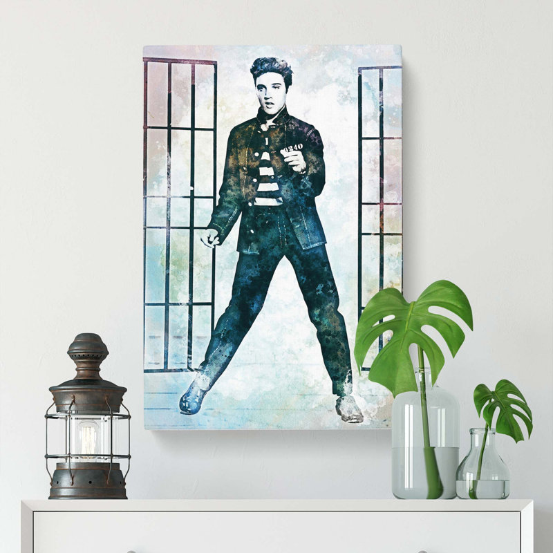 Elvis Presley in Jailhouse Rock in Abstract - Wrapped Canvas Painting Print, 50cm H x 35cm W x 3cm D