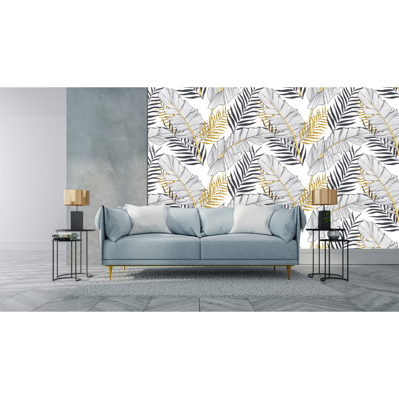 Rouleau de papier peint adhésif l 10 pi x l 24 po tropical leaves Lavada