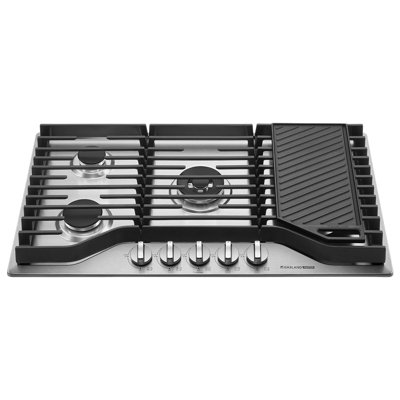 Plaque de cuisson au gaz à 5 brûleurs 36 po GASland Master Series en acier inoxydable avec plaque chauffante, convertible au gaz naturel / gaz de pétrole liquéfié