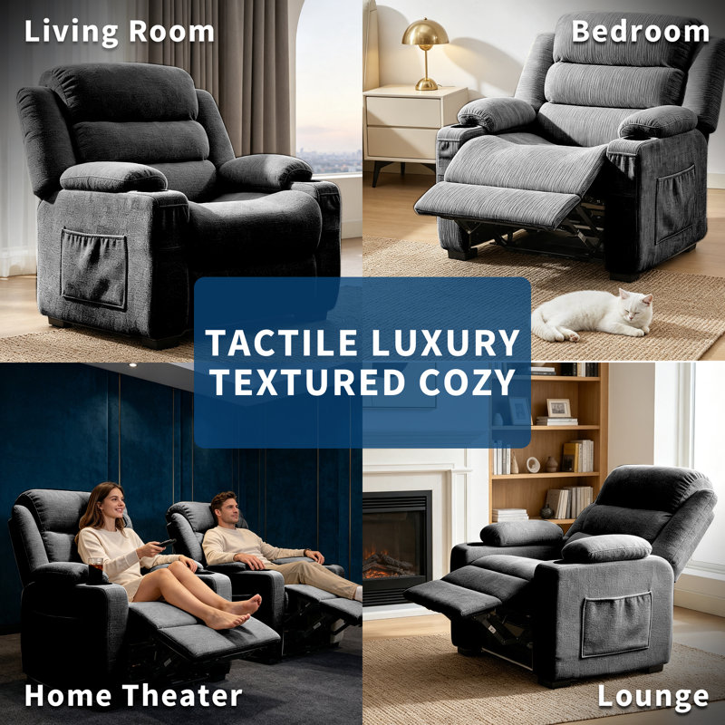 Fauteuil inclinable électrique surdimensionné de 66 cm (26 pouces) avec télécommande et mémoire de position, canapé Lazy Boy en velours côtelé