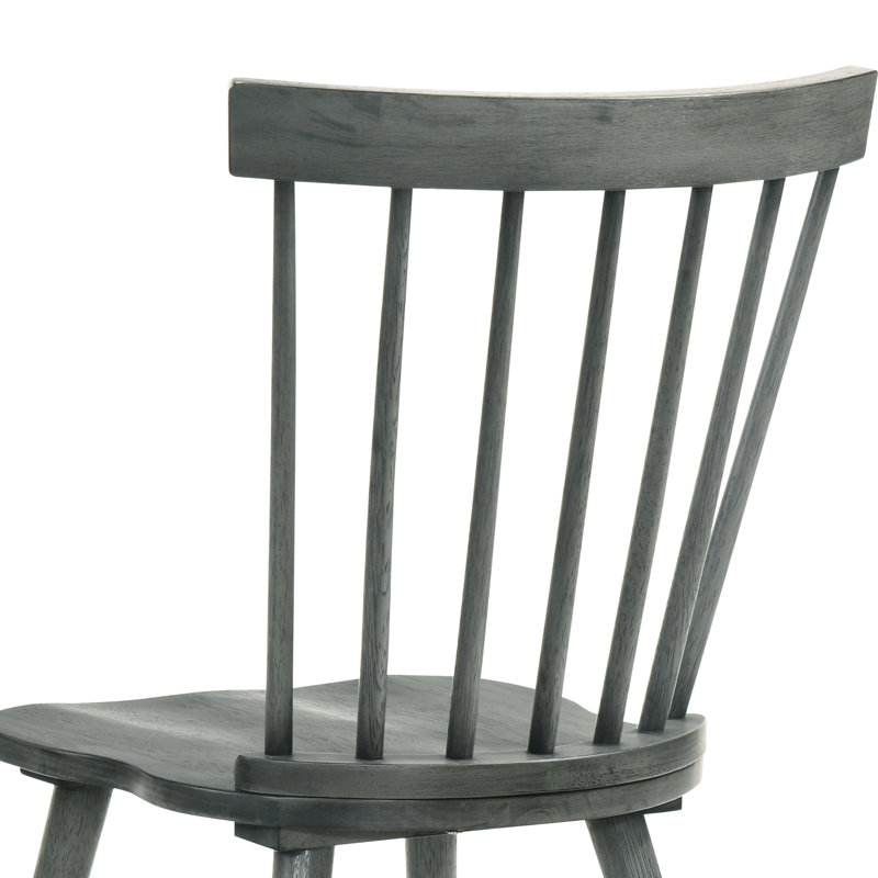 Deux chaises de salle à manger en bois massif pour chambre avec structure stable et finition latérale naturelle, Grey
