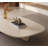 Rudina Modern Oval Coffee Table Set, Large Living Room Table with Small Round Ash Wood Veneer Side Table