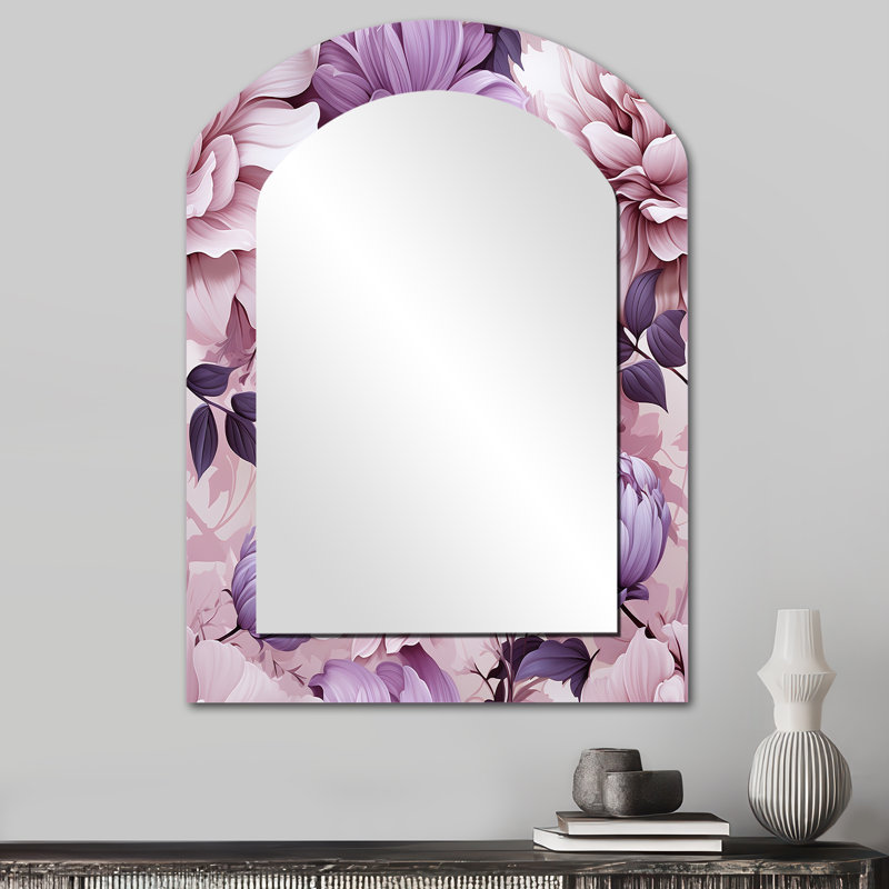 Motif victorien Roberval Ethereal Floral Delight - miroir décoratif floral asymétrique, grand miroir mural Cottage Arch, impression sur métal