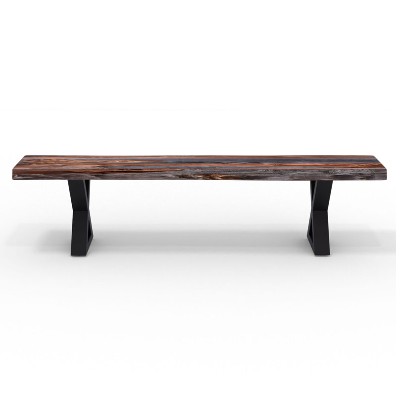 Banc en bois Freitas Sheesham, Brun / noir, H 18 po x l 72 po x P 14 po