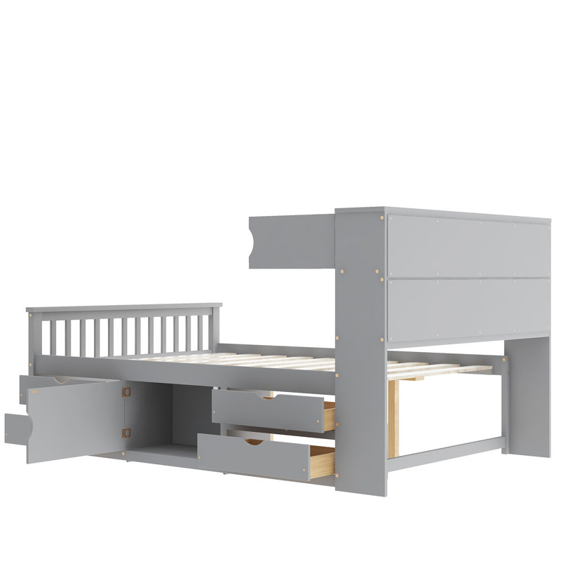 Hargett Captain Platform Bed with Bookcase Headboard & Drawers