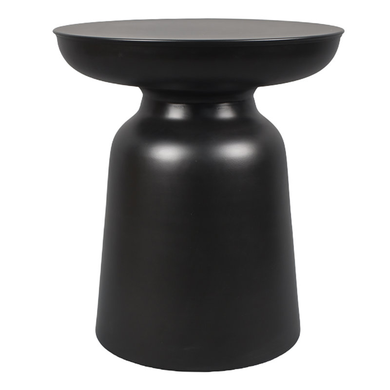 Table d'appoint ronde et massive de style tambour Â« Shenna Â», fabriquÃ©e Ã  la main, Noir mat
