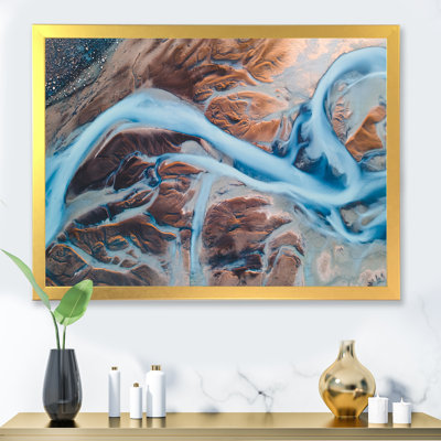 Vue aérienne de rivières glaciaires - photographie sur toile