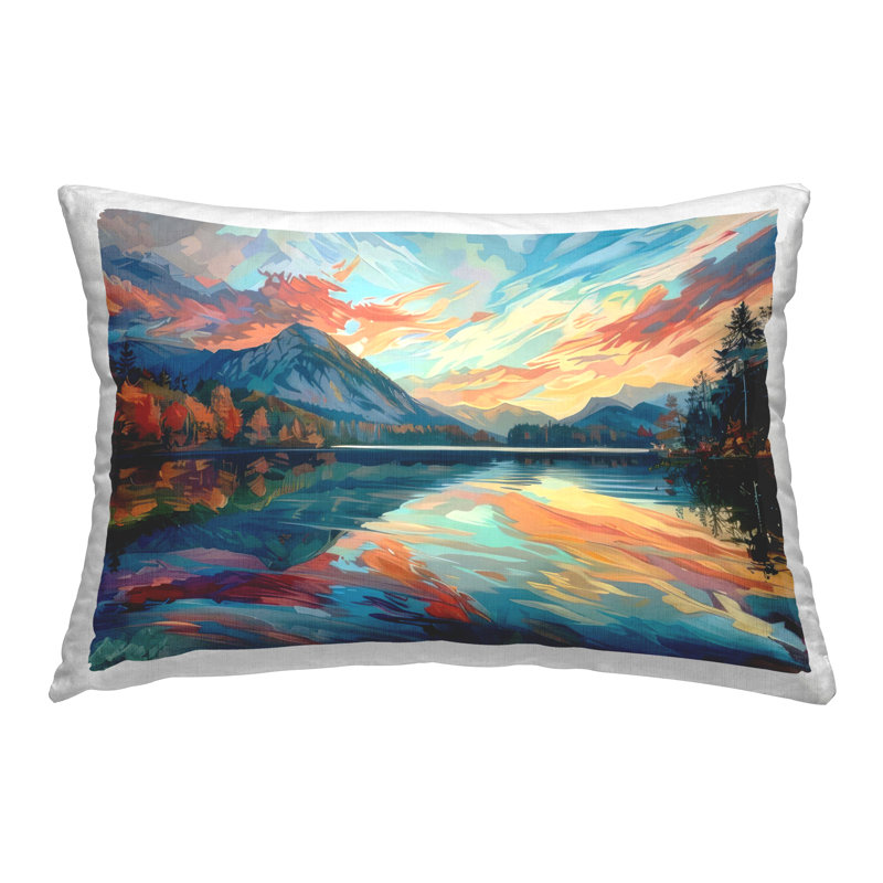 Stupell Industries Abstract Swirled Lake & Mountain Design by LSR Design Studio Throw Pillow
