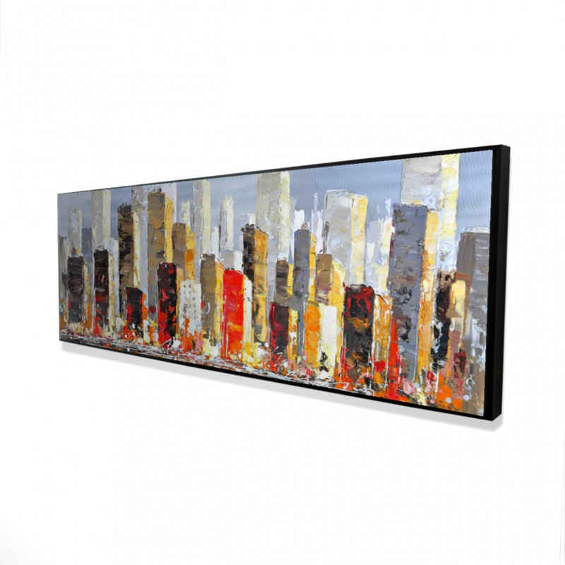 «Colorful Buildings With Water Reflection» sur toile, H 16 po x l 48 po