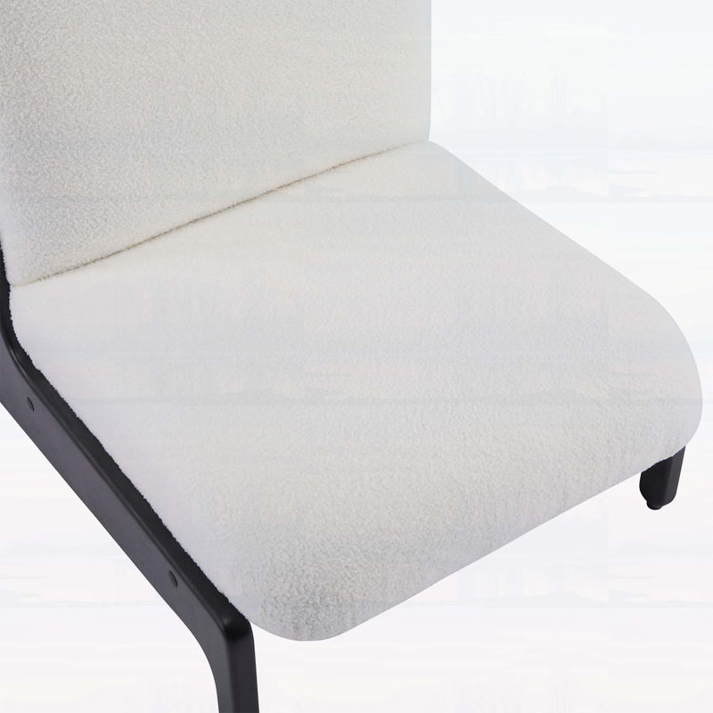 Chaise d'appoint avec structure en bois, ensemble de 2, parfaite pour les sièges modernes et confortables, Blanc, Noir