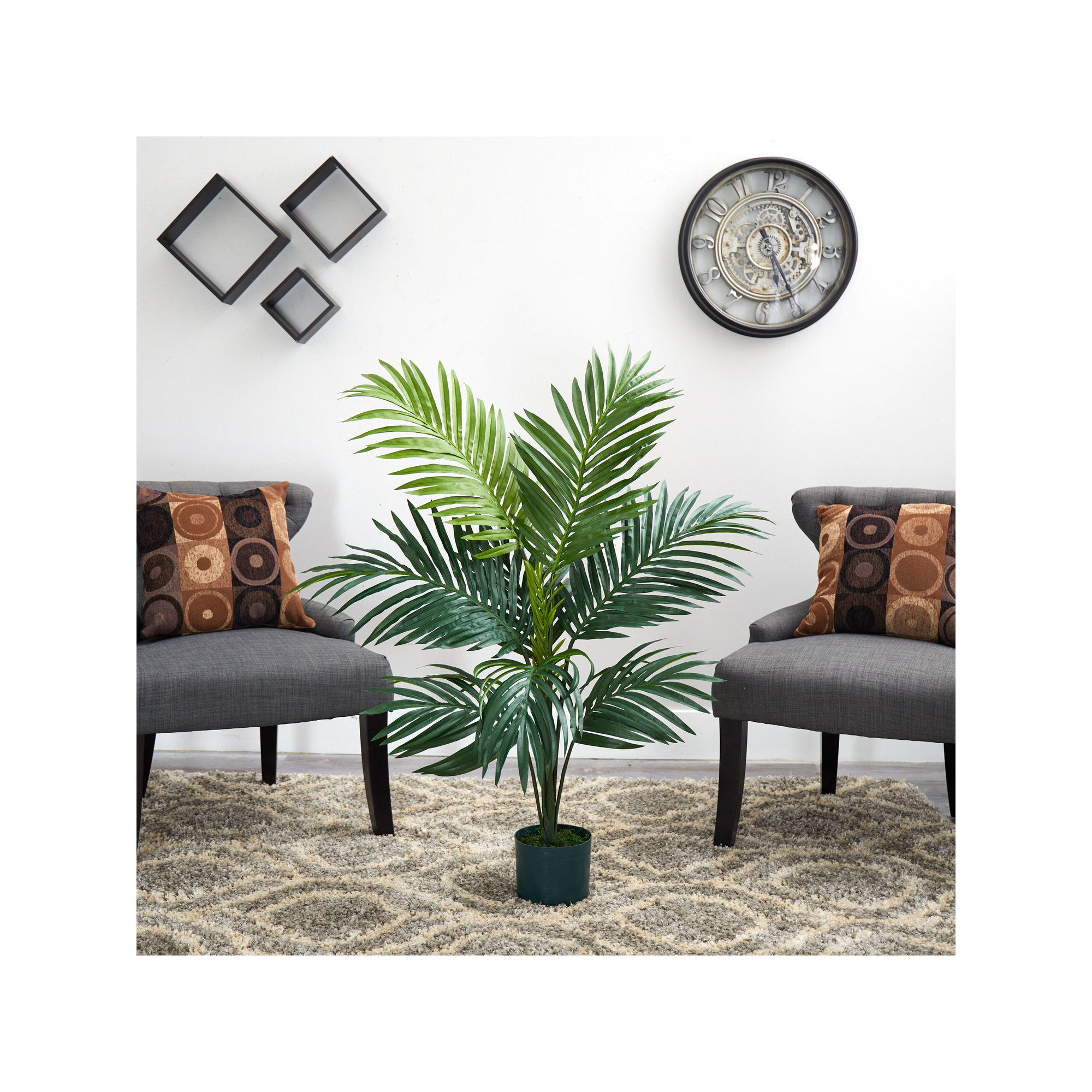 Faux Palm Tree, 48" H x 40" W x 40" D
