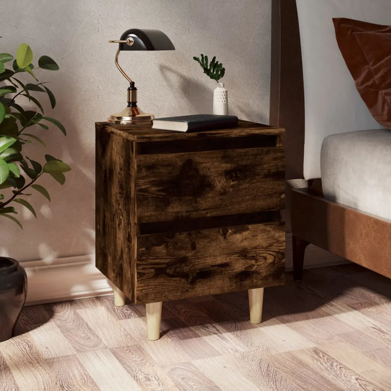Phoenicia 2 Drawer Bedside Table, Smoked Oak