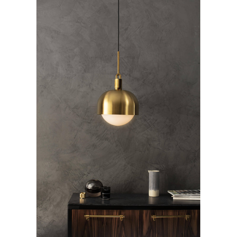 1 - Light Pendant, Opal/Brass