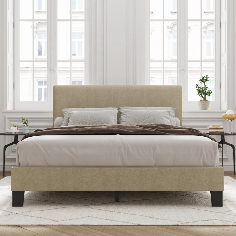Lit rembourré Issi, Double, Beige