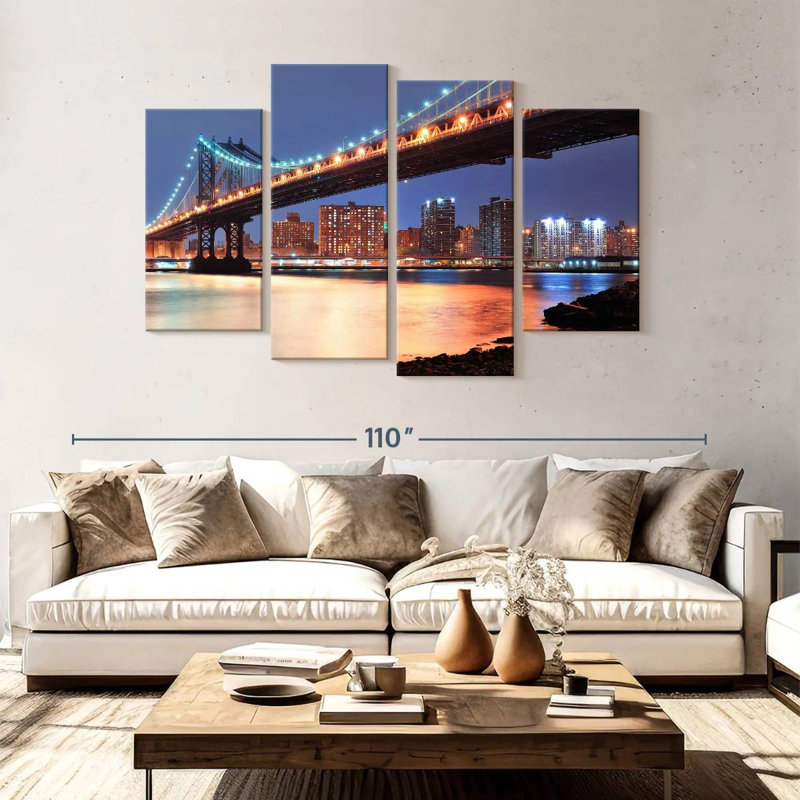 Lilie illuminé le pont de Manhattan, H 54 po x l 84 po
