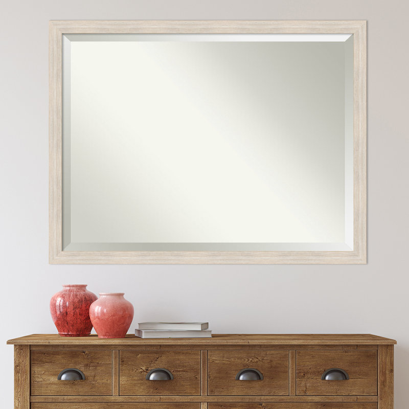 Modeste Flat Mirror, 33" x 43", Distressed White