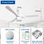 Ventilateur de plafond encastré blanc intelligent de 52 pouces avec lumières et télécommande, ventilateur d'intérieur à 3 pales à intensité variable fonctionne avec la télécommande Alexa-562013698-562013697-562013725