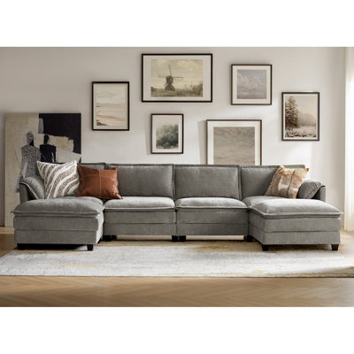 Esteban 360cm W Modern 6 Seater Corner Sofa with Elephant Ear-Shaped Armrests 