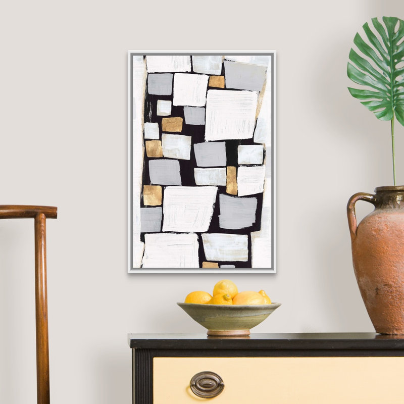Reproduction d’art sur toile, "stacks I" par Isabelle Z, H 26 po x l 18 po x P 1,75 po, Cadre blanc