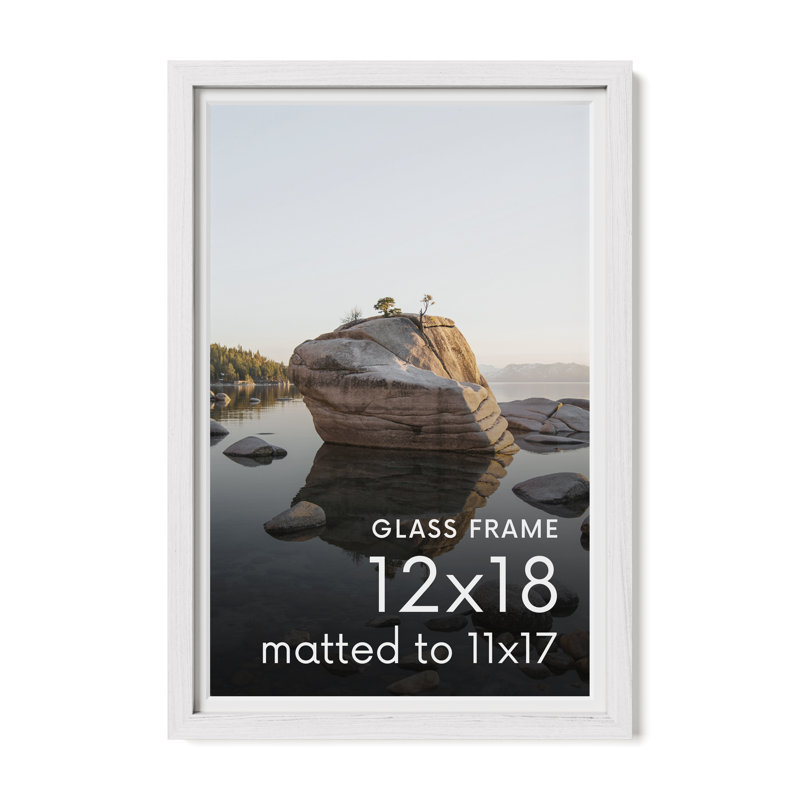 Cadre photo en bois massif avec verre, Blanc, L 12 po x H 18 po