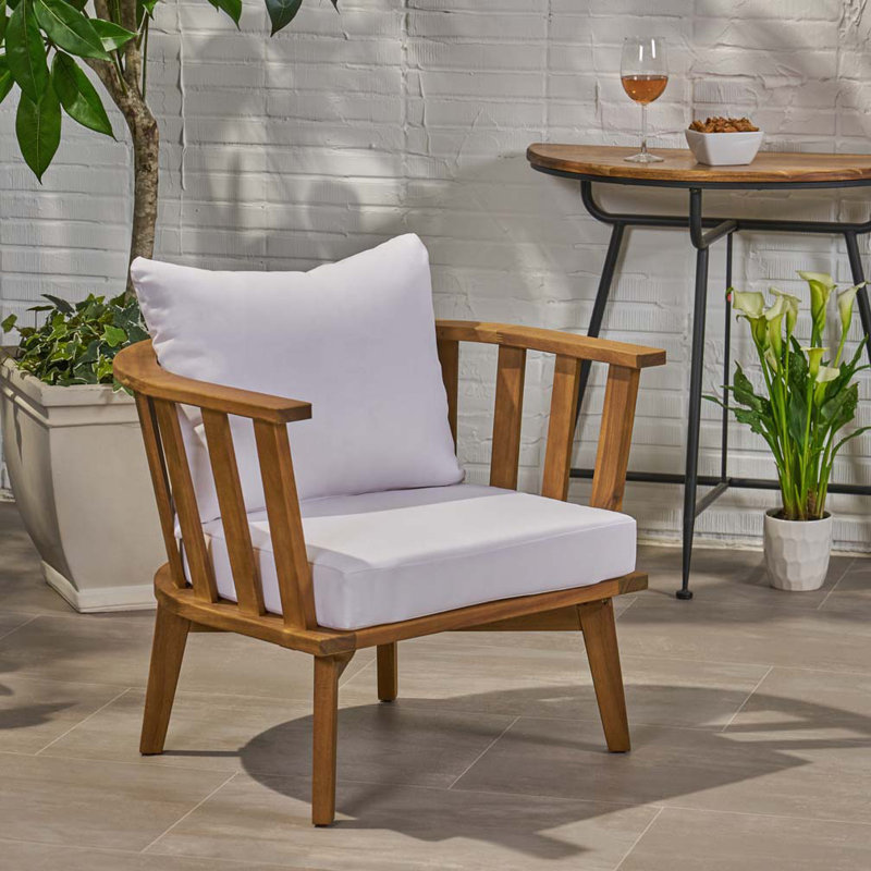 Fauteuil club d'extérieur en bois d'acacia