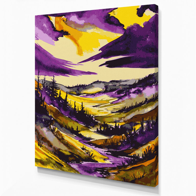 «Watercolor Landscape 92», art mural sur toile mauve, H 11 po x l 14 po