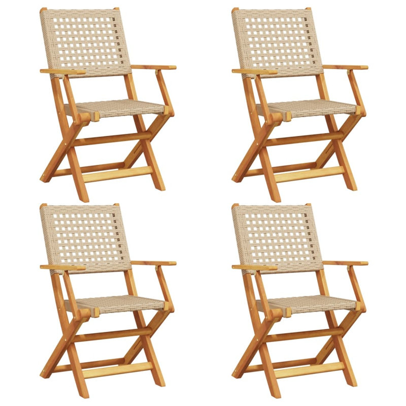 8-3 Wicker/Rattan Garden Chair With Cushion Folding Chair Set, Beige