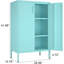 Armoire de rangement en métal, armoire d'appoint à 2 portes, armoire avec tablettes réglables, armoires-vestiaires avec pieds pour le salon, garde-manger, bureau, bleu