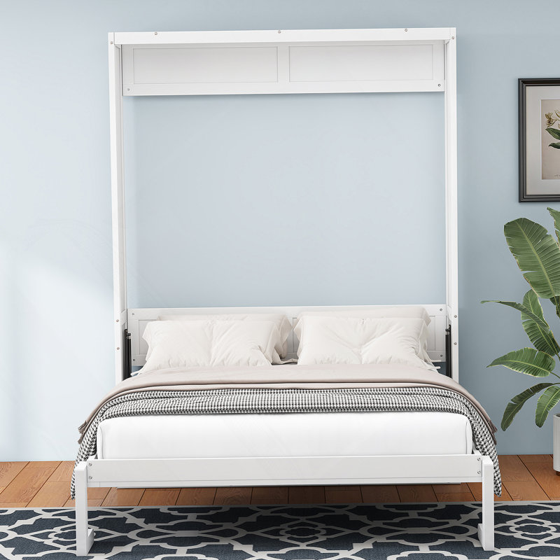 Grand lit escamotable, lit escamotable à armoire de 68 po avec bureau combiné, parfait pour la chambre d'amis, le bureau