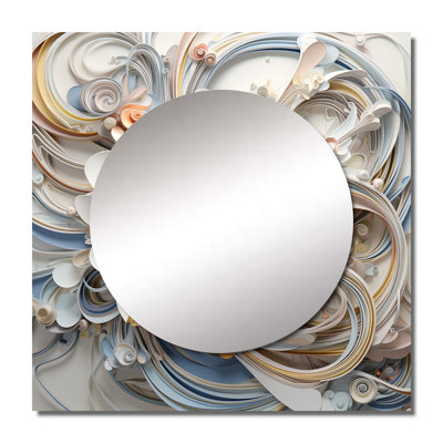 Miroir carré blanc en forme de fleurs fractales printanières IV - Fractales