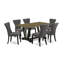 Ensemble de salle à manger 7 pièces comprenant une table de cuisine rectangulaire avec pieds en V et 6 chaises de salle à manger Parson en tissu lin foncé Gotham, 91 x 152 cm (36 x 60 pouces).-1219032453-1219032459-1219032462