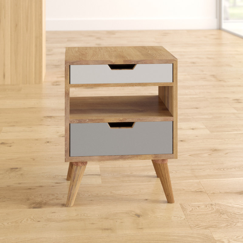 Aliza 45cm W Solid Wood Bedside Table