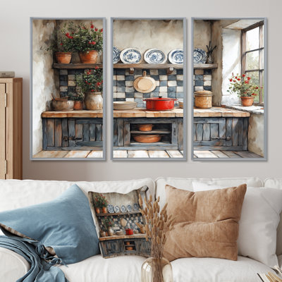 Country Kitchen Rustic Dream I - Ensemble d'art mural de cuisine