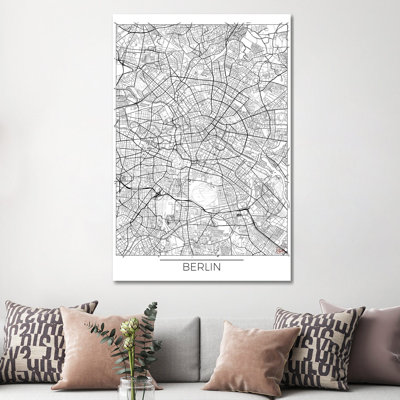 Berlin Minimal Urban Blueprint Map by Hubert Roguski - Wrapped Canvas Print