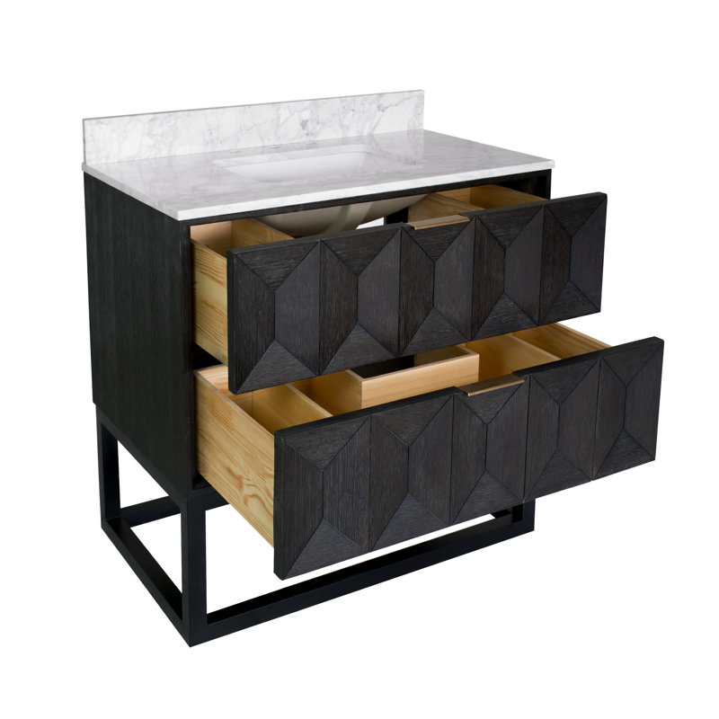 Ensemble de meuble-lavabo simple 36 po Carlet, Chêne foncé