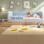 Lit Montessori sécuritaire pour enfants, lit de sol en molleton en peluche taille standard, bleu moderne-716791422