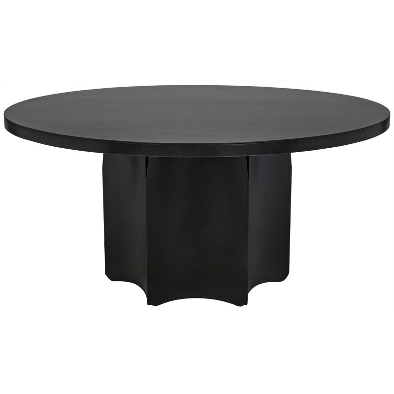 Mid-Century Modern Fluted 58" Round Wood Dining Table