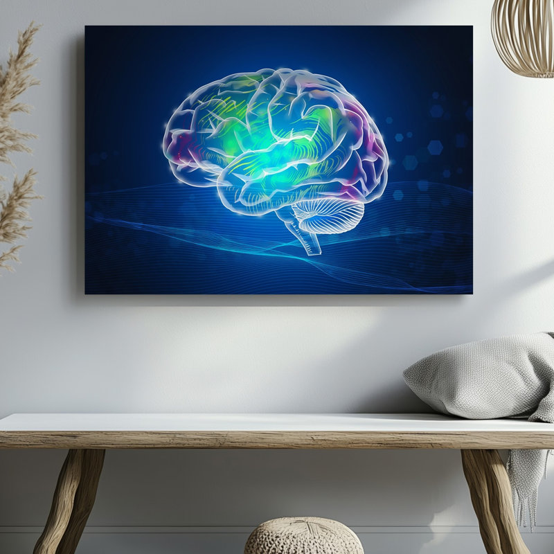 Reproduction d'art abstrait sur toile, "Art", "Brain At The Center Illuminated", H 11 po x l 14 po