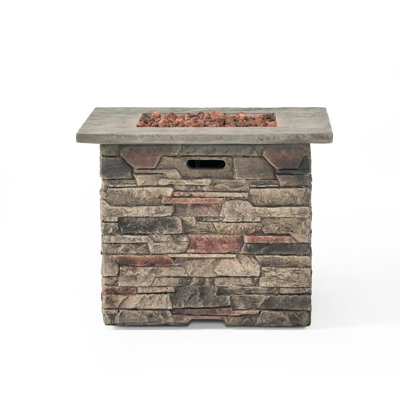 40,000 Fire Pit, 32'' Square , Concrete Grey Top, Built-In Tank Space , Lightweight Concrete, Top Look