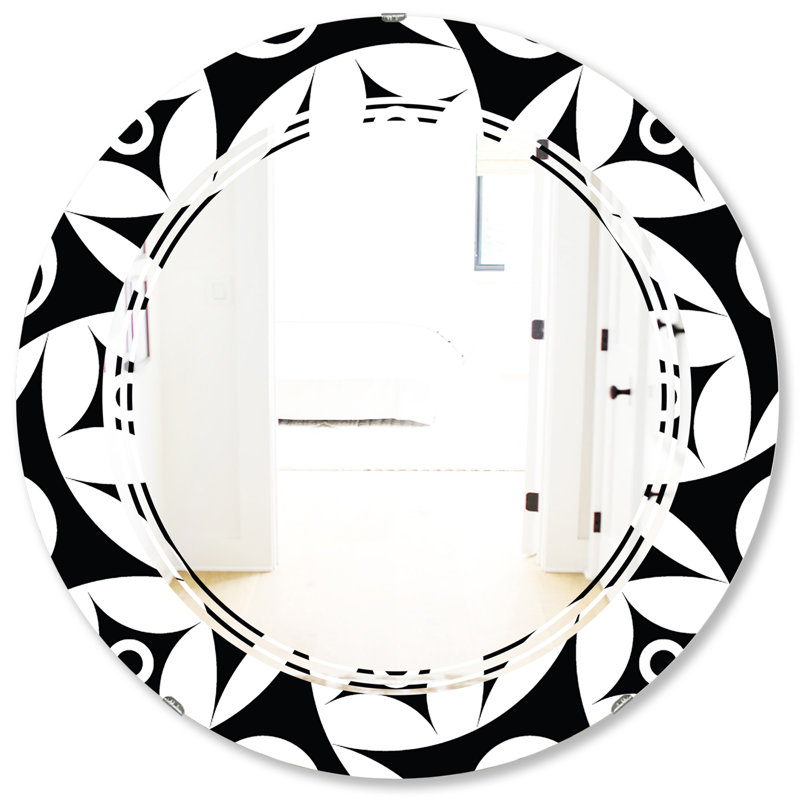 Miroir mural moderne sans cadre à motif géométrique vii c triple c, H 31,5 po x l po