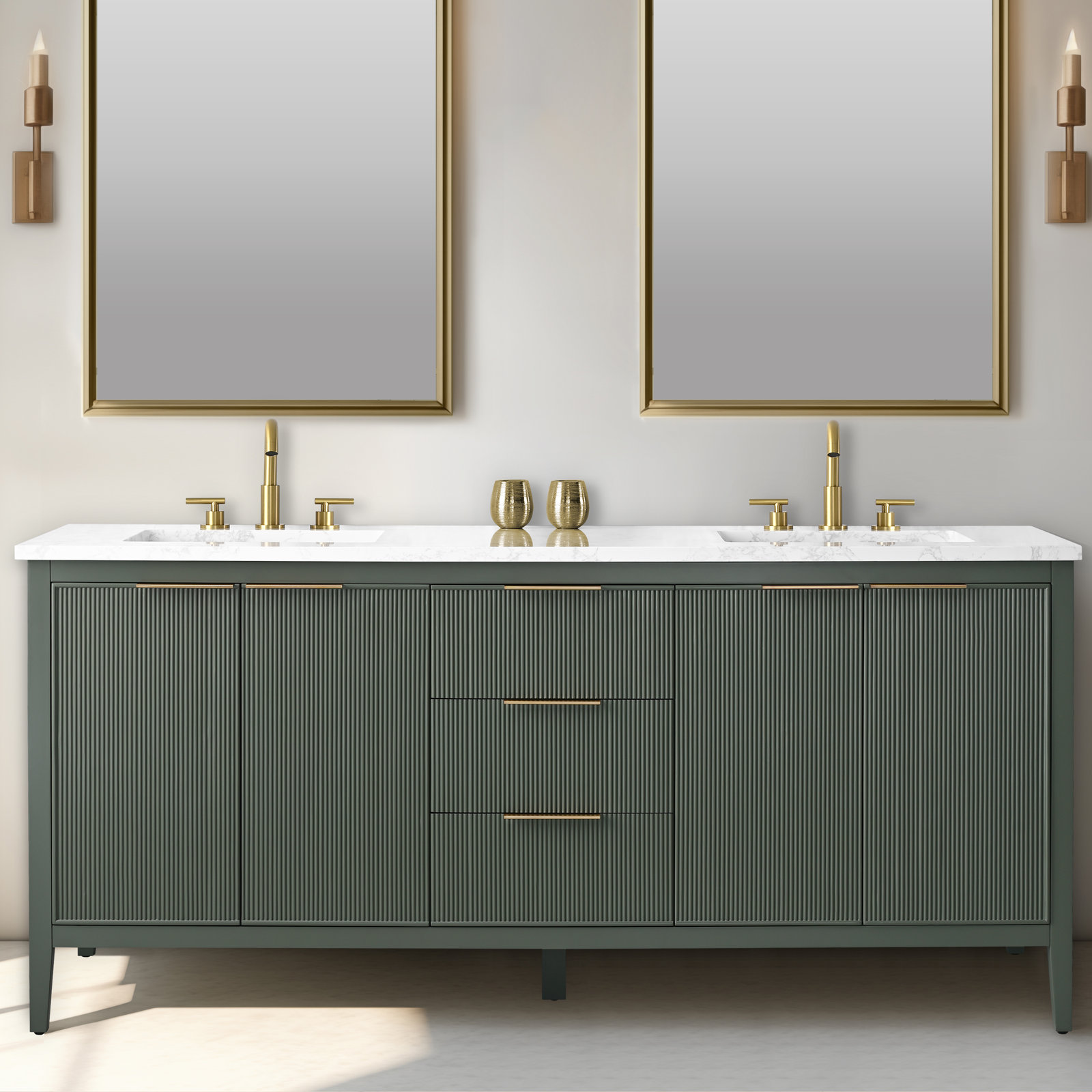 Bilroy 72" Double Vanity, Vintage Green/Brushed Bronze