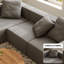 Canapé modulaire en forme de L, canapé en velours côtelé désossé 110 po, gris-516560969