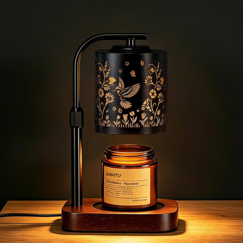 Lampe chauffe-bougie avec minuterie et gradateur colibri pour bougies en pot